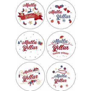 Anka Design Kuşe Sticker (4X4CM) 36 Adet - Mutlu Yıllar -