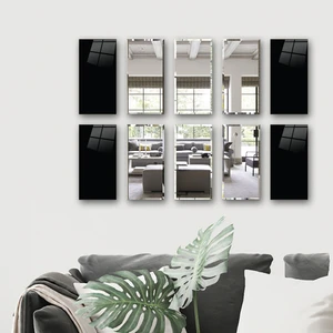 Dekor Camı | Düz Renk Siyah Cam ve Ayna | 10'lu Takım | 12,5cm x 25CM