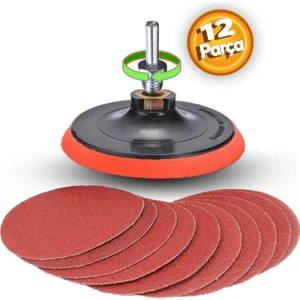 Cırt Zımpara Seti + Matkap Aparatı + 115 mm Taban (12 Parça Set)