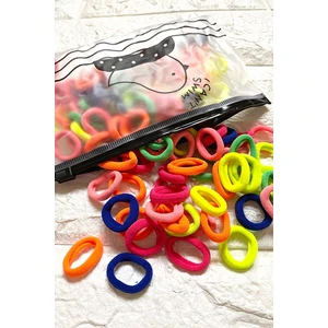 Petek Aksesuar 100 Adet Renkli Çantalı Lastik Toka