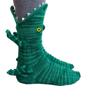 Nokta Sınır Ötesi Knit Crocodile Socks Noel Örgü Timsah Çorap Örgü Yaratıcı Orta Tüp Hayvan Çorap