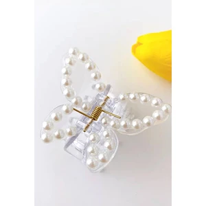 Incili Şeffaf Kelebek Mandal Toka