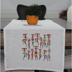 Juzk Solutions Krem Beautiful African Women Basıkılı Runner
