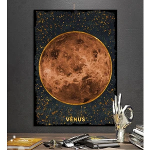 Venüs Gezegen Uzay Tasarım 50X70CM Hediyelik Dekoratif 8mm Ahşap Tablo