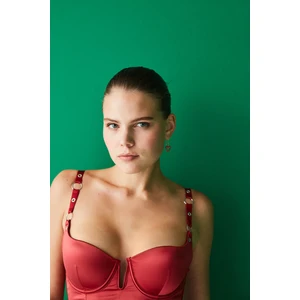 Kırmızı Saten Metal Askılı Bralet