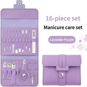 Paslanmaz Çelik 16-Pc Tırnak Makası Seti Manikür Pedikür Tırnak Eti Çıkarıcı Tırnak Törpüsü Tırnak Makası Manikür Makası Kitleri Mor