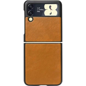 Samsung Galaxy Z Flip4 Için Deri Desenli Plastik Koruma Kılıf - AL3148