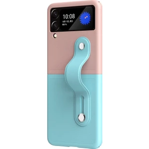 Samsung Galaxy Z Flip4 Parmak Tutuculu Deri Desen Plastik Kılıf - AL3151