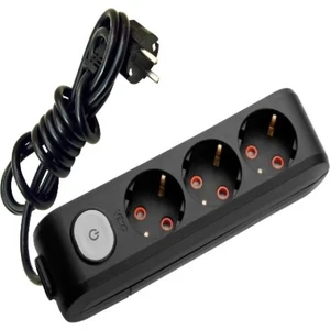 3'lü Anahtarlı Priz 3x1,5 mm Uzatma Siyah 10 Mt