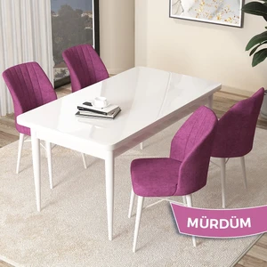 Concept Arp Serisi Beyaz Masa 70 x 110 cm Sabit Mutfak Masası Takımı 4 Sandalye