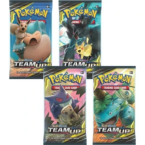 Pokemon Team Up Sun-Moon Oyun Kartı ve Pokemon Kart Koruma Çantası (4 Paket Bir Arada)