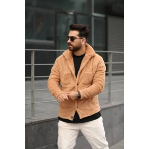 Cender Trend Moda Erkek Içi Yünlü Gömlek Pelüş Moda Ceket Tarzı Düğmeli