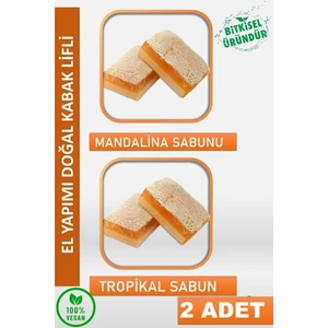 El Yapımı Doğal Kabak Lifli Gliserinli Mandalina& Tropikal Sabunu 240 gr 2'li Set
