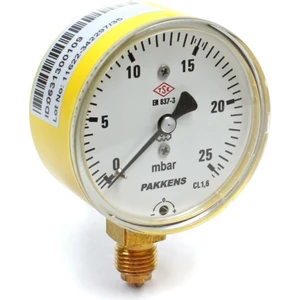 0-25 Mbar 63 mm Alttan Bağlantılı Kapsül Diyaframlı Doğalgaz Manometresi Cl1,6 G 1/4''