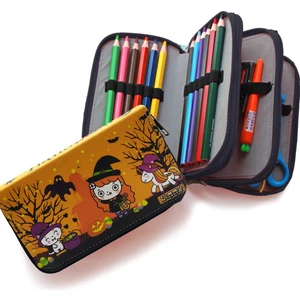 Kalem Kutusu Hallowen Sevimli Cadı Kawai Organizer Kalemkutu Üç Bölmeli Kalemlik