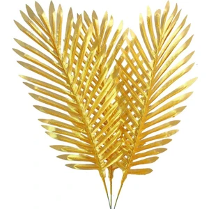 Yapay Çiçek Palmiye Yaprağı Altın Gold Renk 3 Adet Yapay Yaprak