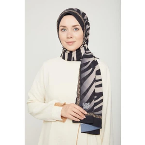 Siyah, Zebra Desenli Platinium Şal