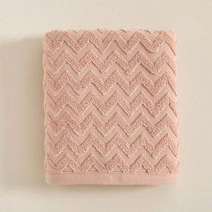 Zigzag Yüz Havlusu 50 x 70 cm Ekru/Koyu Somon