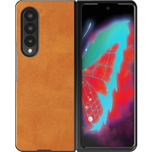 Samsung Galaxy Z Fold4 Için Deri Desenli Plastik Koruma Kılıf - AL3156