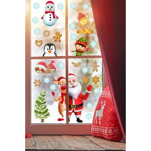 Echo Home Yılbaşı Figürleri Noel Baba Geyik Penguen Kardan Adam ve Kar Taneleri  Dekoratif Sticker