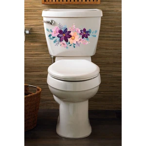 Echo Home Pembe Mor Çiçekler Klozet Kapağı ve Banyo Sticker