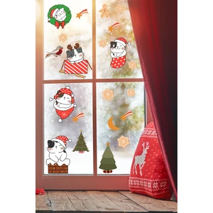Echo Home Sevimli Kediler  Yılbaşı Ağacı ve Yıldızlar Temalı Pencere Duvar Sticker
