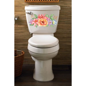 Echo Home Turuncu Mor Güller Klozet Kapağı ve Banyo Sticker
