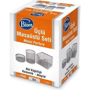 Üçlü Masaüstü Seti Not Kağıtlığı Ataşlık Kalemlik Siyah