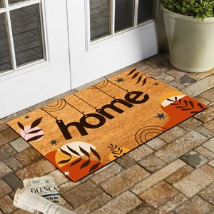 Home Bohem Temalı Dağ ve Yaprak Desenli Kapı Önü Paspası 45X70 cm