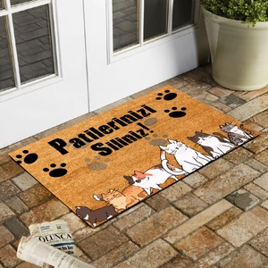 Kedili Kedi Desenli Patilerinizi Silin Yazılı Kapı Önü Paspası 45X70 cm