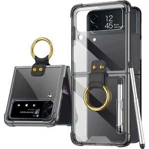 Samsung Galaxy Z Flip 4 Parmak Tutuculu Kalemli Köşe Korumalı Kılıf - AL3162