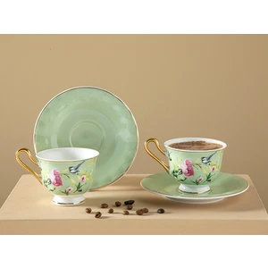 English Home Vanilla New Bone China 2'li Kahve Fincan Takımı 90 ml Açık Yeşil