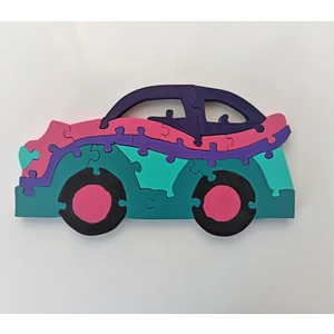 Renkli Araba Ahşap Puzzle Yapboz