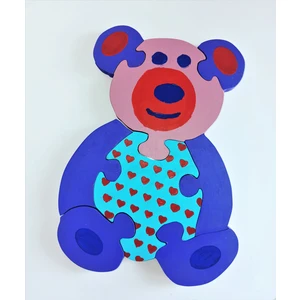 Benekli Ayıcık Ahşap Puzzle Yapboz