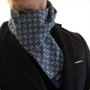 Exve Exclusive Mavi Lacivert Çiçek Baskılı Çift Taraflı Erkek Atkı