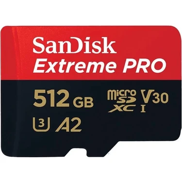 Sandisk Extreme Pro 512GB 200/140MB/S Microsdxc Uhs-I A2 V30 Adaptörlü Hafıza Kartı