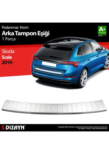 S-Dizayn Skoda Scala Krom Arka Tampon Eşiği 2019 Üzeri