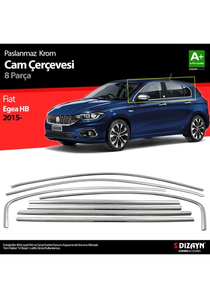 S-Dizayn Fiat Egea Hb Krom Cam Çerçevesi 8 Prç. 2015 Üzeri