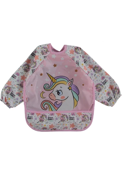 Aldemir Store Unicorn Sevimli At Desen Kollu Cepli Bebek Mama Önlüğü