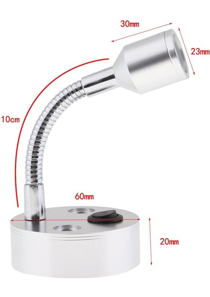 Rv Boat 12V 1W LED Başucu Okuma Işık Duvar Yüzeyi Montaj Gümüş (Yurt Dışından)