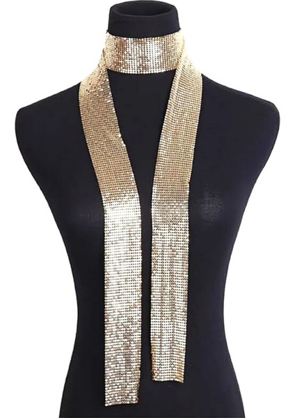 Eşarp Model Zırh Metal Kolye Gold