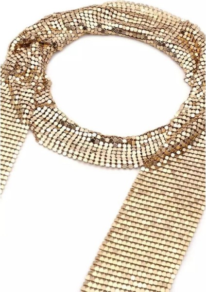 Eşarp Model Zırh Metal Kolye Gold