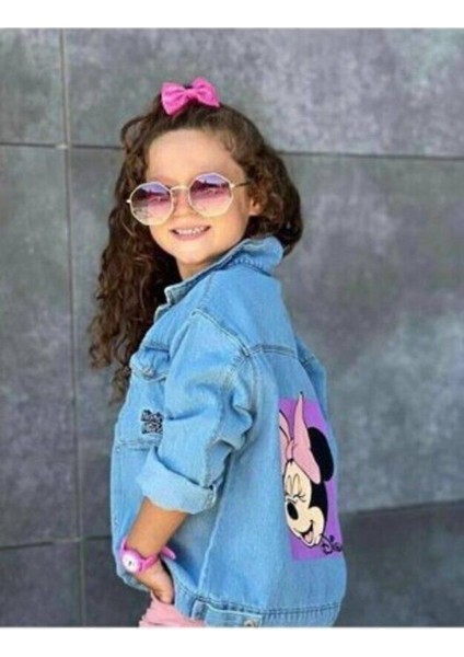 Kız Çocuk Kot Ceket Minnie Baskılı