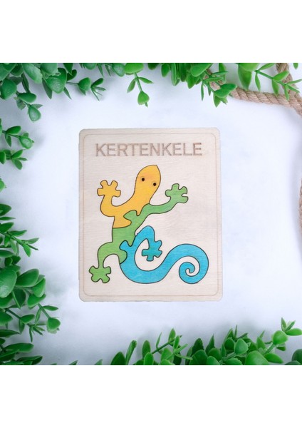 Ahşap Kertenkele Figürlü Puzzle