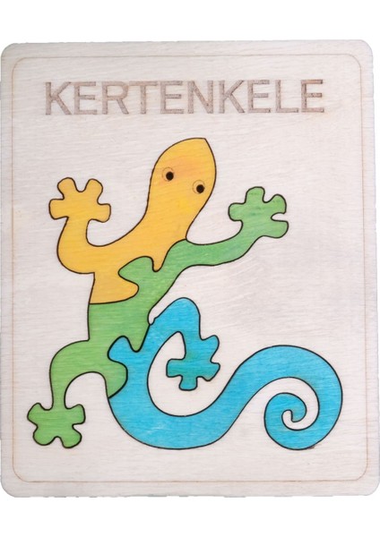 Ahşap Kertenkele Figürlü Puzzle