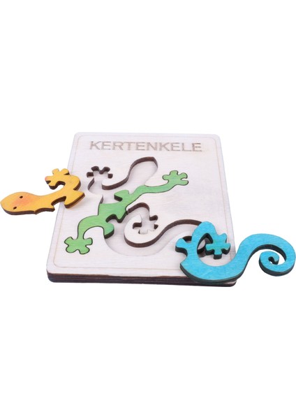 Ahşap Kertenkele Figürlü Puzzle