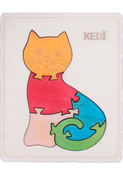 Ahşap Kedi Figürlü Puzzle