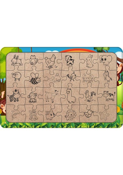 Maymunlar Alemi 24 Parça Ahşap Çocuk Puzzle Yapboz