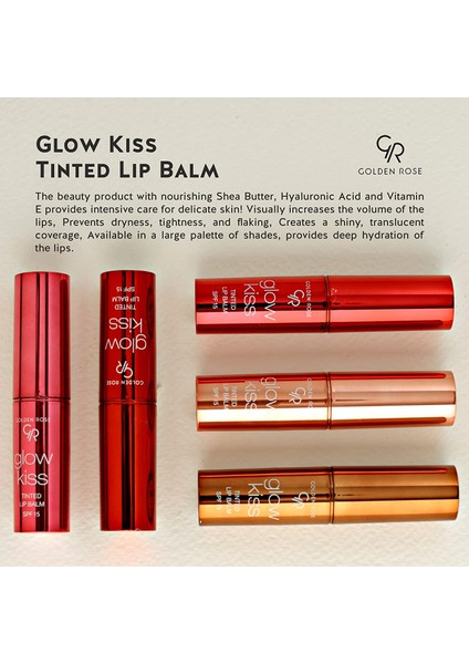 Golden Rose Glow Kiss Tinted Lip Balm Dudak Nemlendiricisi (No: Strawberry)