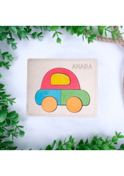 Ahşap Araba Figürlü Puzzle